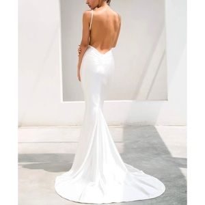 Paris Ruched Detail Backless Floor Length Slip Dress